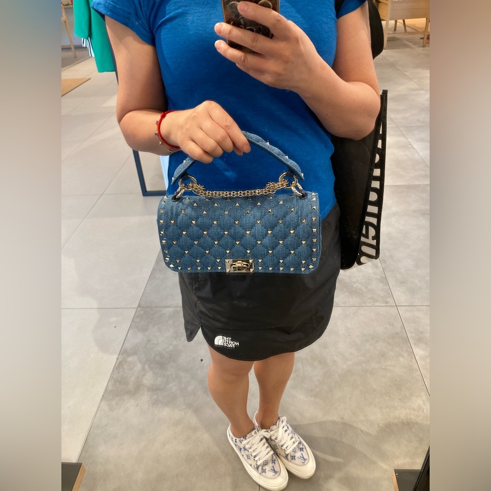 Valentino Denim Small Nail Bag